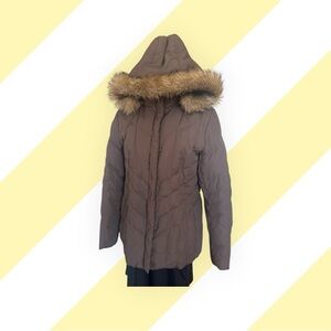 New York & Company Brown Puffer Coat with Hood